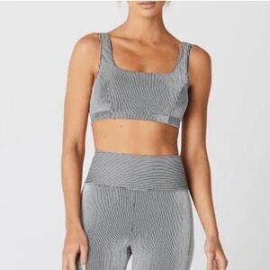 New Gigi C Pamela Black White Mini Stripe Sports Bra M